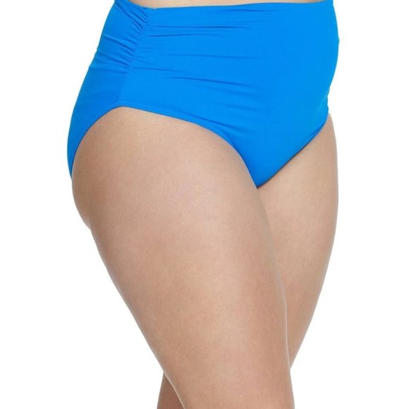 22W Blue Anne Cole  Shirred High Waist Swim Bottom - Picture 2 of 4